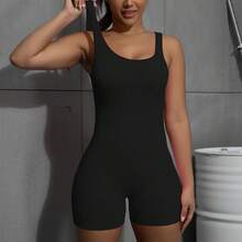 Mono Deportivo Corto para Mujer, Sin Mangas, Sexy, con Espalda Descubierta, Ropa de Yoga, Traje de Una Pieza para Ejercicio, Ciclismo y Recreación al Aire Libre - Rosa - Ver 6