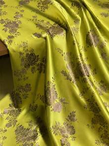 A Piece Of Brocade Silk Fabric With Floral Patterns, A High-Quality Material Suitable For Handcrafting. - Multicolor - View 1