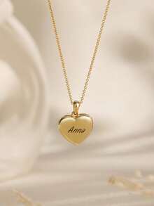 1PC Personalized Heart Locket Necklace, Stainless Steel Heart Locket Necklace, Openable Locket Necklace, Customizable 1-2 Photos And Text, Custom Photo And Text, Laser Engraved Text, Color Printed Photo, Custom Stainless Steel O-Chain Necklace, Exquisite Heart Locket Necklace, Graduation Gift, Birthday Gift, Couple Gift, Anniversary Gift, Best Friend Gift - Customized Heart-shaped Photo Box Necklace - View 8