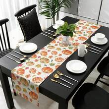 Fall Pumpkin Maple Leaf Table Runner Holiday Party Decor Washable Kitchen Dining Table Runner For Farmhouse, Coffee Tables,Wedding Party Banquet,Autumn Decorations - Multicolor - View 3
