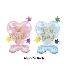 2pcs Pink And Blue Base Heart Balloons, Gender Reveal Balloons, Suitable For Birthday Party Decoration - Multicolor - View 2