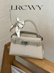Bolso de mano elegante y de moda para mujer con bufanda, bolso bandolera, blanco, adecuado para compras, ir al trabajo, citas - Blanco - Ver 3