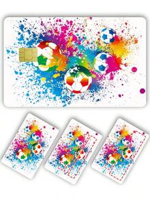 1pc Colorful Soccer Credit Card Sticker Privacy Protection Card Skin, Sports Ball Game Party Birthday Gift PVC Material Anti-Fingerprint Anti-Scratch Wear-Resistant Card Sleeve, Suitable For Men, Women, Couples, Small Chip Card, Bank Card, Credit Card, Transit Card, Student Campus Card Personalized DIY - Type a - View 4