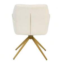 Swivel Dining Chair (Set Of 2) Armchair With Metal Legs, Leisure Chair, Velvet-Like Fabric - White - View 11