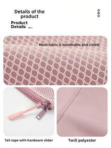 1pc Black, Pink, Grey Double Zipper Compartment Storage Bag, Portable Travel Mesh Clothing Organizer Pouch, Breathable Mesh Key Coin Purse,An Excellent Choice For Gifts During Festivals And Parties,Essential School Supplies - Multicolor - View 6