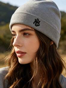 1pc Solid Color Letter Print Nylon Outdoor Sports Cycling Cap, Soft Breathable Sports Hat With Ear Flaps, Adjustable, With Embroidery - NY - View 6