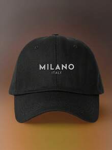 1 pieza Gorra de béisbol con estampado de letra "MILANO", unisex, parte superior suave con visera curva, protección solar, ajustable y transpirable, adecuada para deportes diarios y ocio al aire libre - gorra de béisbol - Ver 10