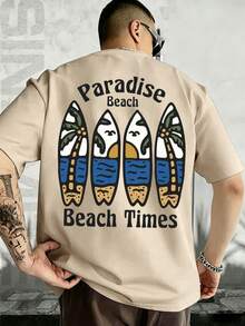 Camiseta de manga corta nueva para hombre verano, corte holgado y versátil, transpirable y cómoda, estampado con estilo atractivo - Albaricoque - Ver 1