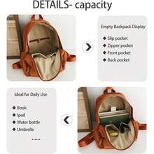Nylon Backpack For Women/Men - Solid Colour Rucksack Bag Lightweight Casual Daypacks For Travel & Daily Use - 灰色 - 查看 4