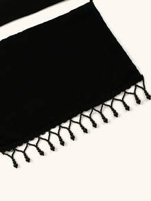 1 Buah Niqab Rumbai Warna Polos untuk Wanita, Masker Rumbai Ringan dan Bernapas, Masker Wajah Modis dan Serbaguna - Masker Wajah Rumbai Hitam - View 10