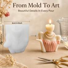 Cubulo Elegant Pearl Lady Bust Candle Silicone Mold, Vintage Off Shoulder Female Torso Figurine Epoxy Resin Casting Mould, DIY Body Shaped Candle Making Mold For Christmas Wedding Home Table Decor, Halloween & Valentines Handmade Craft Ornament Supply - Mold - WJ0113 - View 5