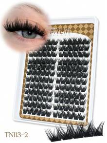 120/144pcs PALM LASHES Fox Eye Pointed Cluster False Eyelashes, Manga Fairy Style, Thin & Long, Graduated Cat Eye Single Cluster, DIY Dense Anime Lash Extensions - View 4