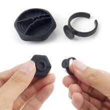 10 Peças Copos de Anel de Silicone Destacáveis, Recipientes de Tinta Reutilizáveis com Anéis de Dedo Ajustáveis, Ferramentas Essenciais para Técnicos Profissionais e Entusiastas de DIY - Preto - Visão 6
