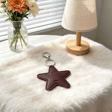 Portable Leather Glasses Holder Keychain Stylish Hanging Ornament Anti-Lost Tool For Eyeglasses & Fashion Glasses,Bedroom Room Decor,Back To School - Wine-red Little Star - View 2