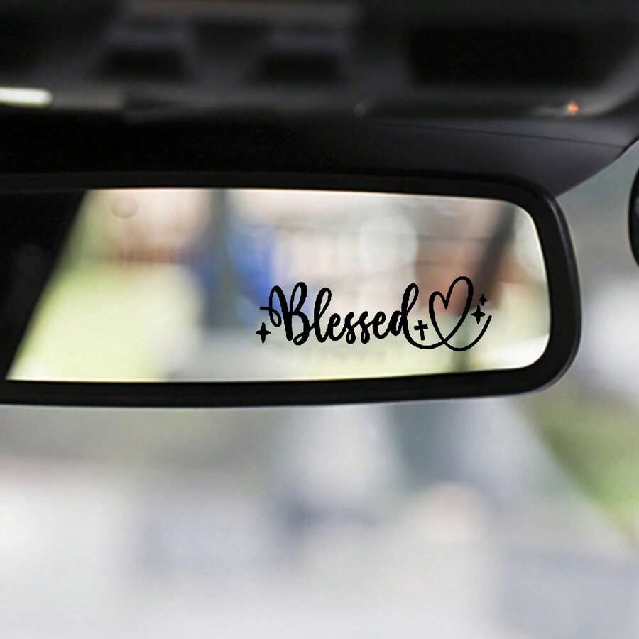 1/2/5pcs Cross And Heart Pattern Blessing Stickers, Suitable For Car Interior, Water Bottle, Cooler, Laptop, Phone Case, Tablet, Notebook - A - View 1