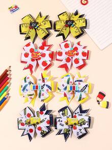 2/8 Stücke Schulanfang Bleistift Haarspangen, süße Cartoon Schul-Haarnadeln, Mädchen Geschenk zum ersten Schultag, Teenager Schüler. Kreative bedruckte Haaraccessoires - Verschiedenfarbig - Übersicht 13
