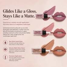 Envie Nude Matte Lipstick Set Waterproof Long Lasting Liquid Lip Gloss 3 Shades Kit - Multicolor - View 7