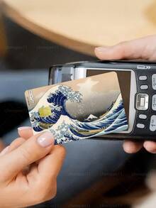 1pc Ocean Wave Credit Card Sticker Privacy Protection Card Skin, Tidal Wave Party Birthday Gift PVC Material Anti-Fingerprint Anti-Scratch Wear-Resistant Card Sleeve, Suitable For Men, Women, Couples, Small Chip Card, Bank Card Decoration Sticker, Credit Card, Transportation Card, Student Campus Card Personalized DIY - Type a - View 7