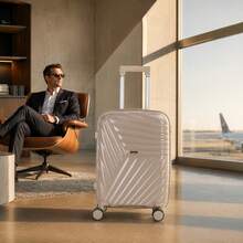 PP Material, Ultra-Light Suitcase With Silent Swivel Wheels, Shock-Resistant And Abrasion-Resistant, Stylish Carry-On Travel Bag. - 卡其色 - 查看 6
