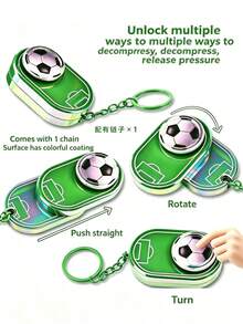 2026 World Cup Football Spinner EDC Push Slider Keychain Magnetic Fidget Toy Rotatable Soccer Ball Stress Relief Key Ring Portable Office Anxiety Relief Fidget Gadget Car Key Accessory Gift For Men Teen Soccer Fans - Multicolor - View 4