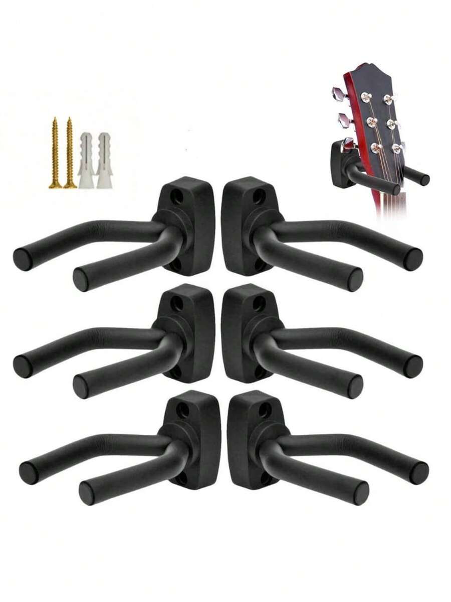 6 pièces/4 pièces/2 pièces Support mural pour guitare, 4 pièces/Set, Support mural pour guitare avec vis - Installation facile - Convient pour différentes tailles de guitares, basses, mandolines, banjos, ukulélés - Multicolore - Voir 1