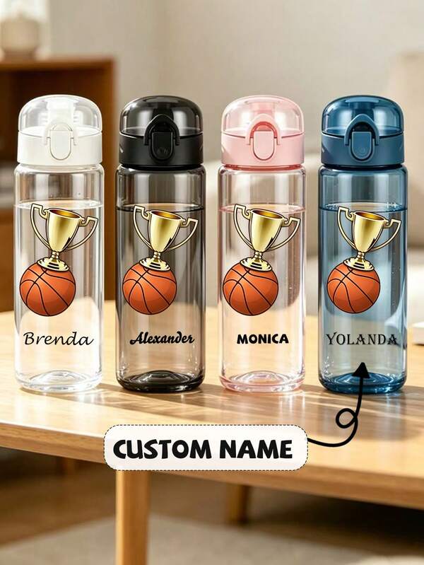 1PC 26oz/780ml Personalized Cute Champion Basketball Teen, Children Name Water Bottle - Customizable Baby Name LOGO Plastic Drinkware, Hand Wash, Lightweight, Round, Suitable For Running And Sports, First Day Of School, Back To School Gift, Party, Travel, School Water Bottle, Ideal Gift For Birthday, Graduation, Boys, Girls, Teens Water Bottle Gift