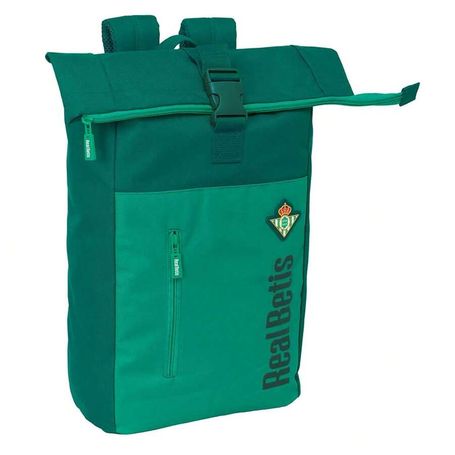 Real Betis Balompié | Betis Balompié School Backpack Adaptable To Trolley (Without Trolley) Water Resistant, Official License, 2 Large Compartments, Bottle Pocket - Standar - Hijau - View 1