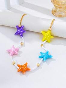 1pc Ocean Series Vacation Dopamine Starfish Beaded Waist Chain Women's Vacation Travel Outfit Accessory - Multicolor - View 2