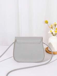 Bolso bandolera con forma de concha y decoración de mariposa mini con herrajes - Gris - Ver 6
