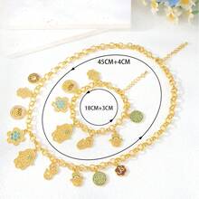 21k Gold Plated Luxury Dubai Necklace & Bracelet Set, Zirconia Embellished Muslim Middle Eastern Style Jewelry For Wedding Party - Necklace Set - View 12