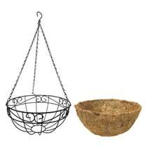 Juego de 2 macetas colgantes montadas en la pared, diseño de artesanía de hierro, estructura de cesta de malla semicircular de 10/12 pulgadas, forro de cesta colgante, adecuado para interiores/exteriores, balcón y jardín, para flores, verduras, plantas de interior/exterior, diversas decoraciones con temas festivos - cesta colgante - Ver 10