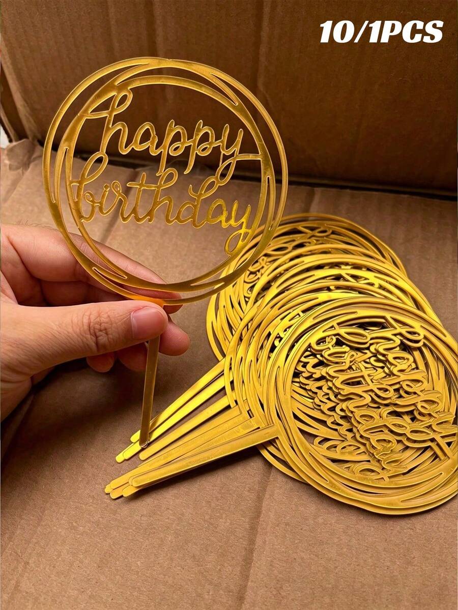10/1 pieza Decoración de Pastel de Cumpleaños Estilo Moderno - Topper de Pastel Decoración de Fiesta - Adecuado para Familia y Amigos - Multicolor - Ver 1