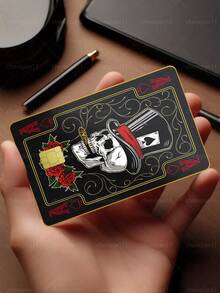 1pc Magician Ace Of Spades Credit Card Sticker Privacy Protection Card Skin, Rose Skull Poker Card Birthday Gift PVC Material Anti-Fingerprint Anti-Scratch Wear-Resistant Card Sleeve, Suitable For Men, Women, Couples, Small Chip Cards, Bank Cards, Credit Cards, Transit Cards, Student Campus Cards Personalized DIY - Type a - View 1