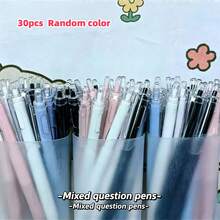 30pcs Retractable Quick-Dry White Pen, High-Aesthetic Neutral Pen 0.5mm For Students, Exam And Practice, ST Tip Black, Card Holder, Acrylic Markers, K-POP, Stitch, Stationery, Back To School - A - View 14