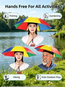 1/2/4pcs Summer Combo Set Women Multi-Color Upgraded Hands-Free Umbrella Hat, 360° Sunshade Elastic Headband Lightweight Women's Umbrella Alternative, Outdoor Sunshade UV Protection Travel Umbrella, Camping Beach Vacation Essential - Multicolor - View 9