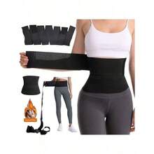 Adjustable Fitness Waist Belt, Abdominal Control Waist Belt, Unisex, Sweat-Absorbing Design, Suitable For Fitness And Weightlifting - Black - View 11