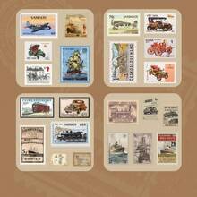 4pcs Vintage Postage Stamp Series Sticker Pack, Artistic Decorative Stickers For Scrapbooking, Planner, Journaling, DIY Arts And Crafts - 4 Sheets - View 13
