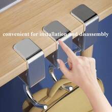 1pc Adjustable Hanging Hook, No-Drill Clip-On Desk Edge Hook, Office Cubicle Desk Storage Organizer For Backpacks And Bags, Portable Highly Attractive Desktop Hook For Desk, Study Table, Office Desk - A - View 3