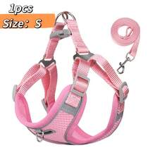 Lightweight Breathable New Pet Dog Leash Set, With Reflective Adjustable Harness And Dog Chest Strap, Suitable For French Bulldog Outdoor Walking, Leash And Collar Set, Soft Breathable Mesh Material, Suitable For Small/Medium Pets, All Season Use - Multicolor - View 13