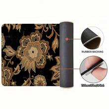 1 pieza, Decoración del hogar, Estampado de patrón floral, Alfombra de cocina de lino, Tapete de cocina, Tapete de piso, Tapete de baño, Tapete de puerta, Impresión 3D rectangular, Adecuado para sala de estar, dormitorio, pasillo, baño, lavandería - Alfombra de poliéster, Adecuado para decoración del hogar interior y exterior - Multicolor - Ver 8