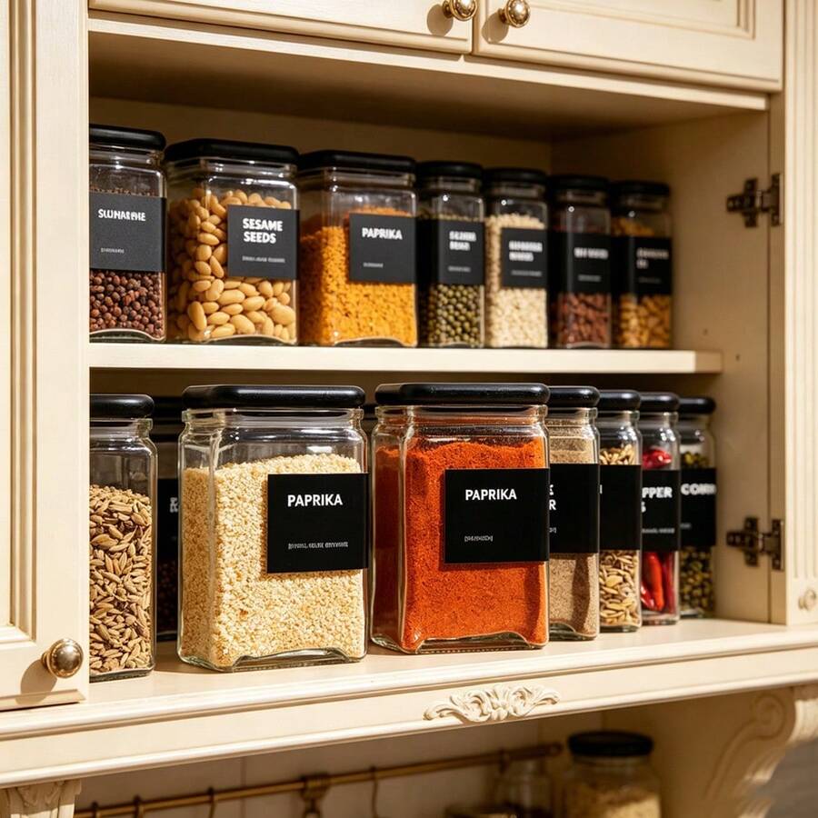12pcs Glass Jars With Bamboo Lids, Glass Jars With Airtight Lids, Transparent Jars With Lids, Suitable For Spices, Cookies, Candy, Tea, Coffee Beans And Rice, Spice Jar Set