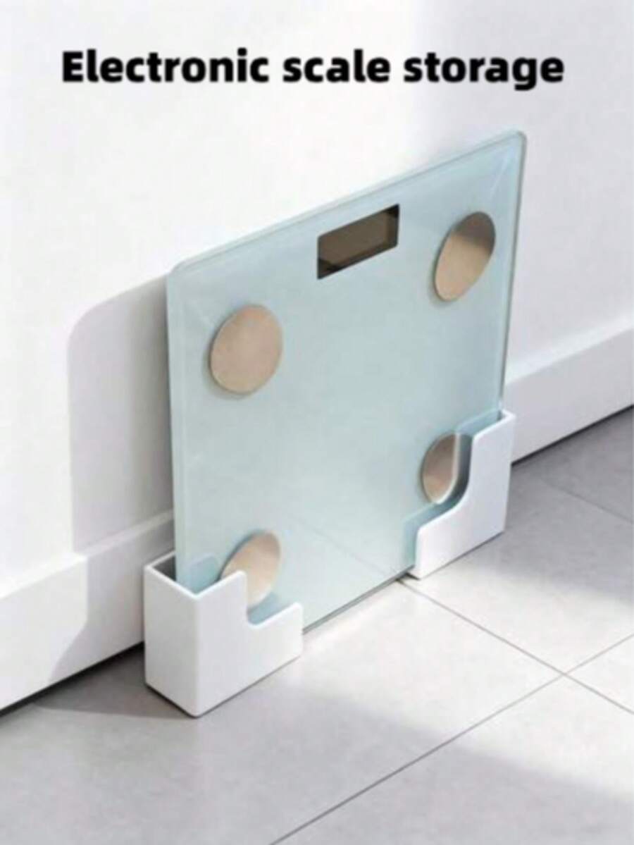 2 Packs Wall-Mounted Bathroom Scale Storage Rack, No-Drill Bracket, Adjustable Hooks, Smart Scale & Umbrella Holder, Black/White, Bathroom Accessories, Suitable For Bathrooms, Kitchens, And Home Gyms, Space-Saving, Christmas Decoration