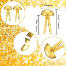 ADULLPONY 600Pcs Gold Brads, Paper Fasteners, 8x175mm Mini Brads, Split Pins, Round Head Brass Fasteners For Paper Crafts Supplies - White - View 2