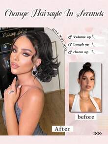 European And American Style Long Curly Wig, Big Wave Clip-On Short Ponytail, Fluffy Natural Synthetic Ponytail Braid, Fashion Hair Clip, Elegant Hair Accessory, Casual Hair Clip For Women Summer Outfits Beach Claw Clips Vacay Hair Clips - Regular Model - View 4