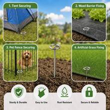 100pcs Garden Stakes #8 Heavy Duty, 6 Inch Length, Galvanized Rust-Proof, Suitable For Lawn, Turf, Barrier, Plant Cover, Tent, Inflatable Products And Outdoor Decoration Fixing - Set - View 4