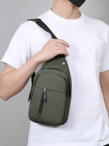 Bolso de pecho para hombre 2026 nueva moda, diseño casual de primavera, bolso bandolera de un solo hombro, bolso para exteriores de gran capacidad - A - Ver 11