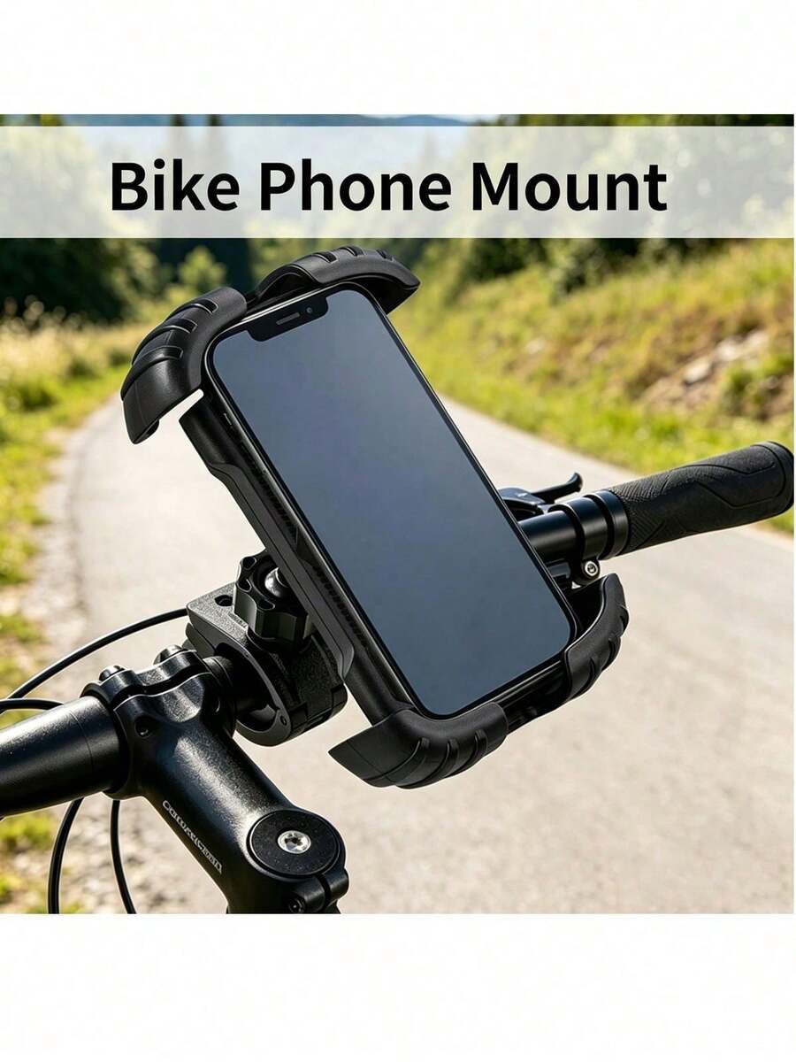 Universal 4.7-7 Inch Smartphone Full-Edge Bicycle Mount, Thickened Handlebar Adapter For Electric Motorcycle, Baby Stroller, Anti-Shake Navigation Holder - Black - View 1