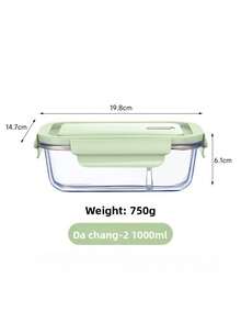 1pc Green Lid Glass Food Storage Container, Divided Meal Prep Box 410/680/1040ml Large Capacity Bento Box, Refrigerator Snack Storage Box, Microwave Kitchen Accessory, Suitable For Dishwasher Detergent Storage, Back To School And Picnic Essential - Green - View 20
