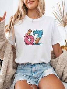 Camisetas mexicanas divertidas y suaves, Camiseta Retro 67, Camiseta con estampado 67 para ella, Camiseta clásica de manga corta 100% algodón, Camiseta de algodón grueso con estampado gráfic - Blanco - Ver 1