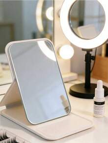 White Mini Initial Folding Portable Makeup Mirror, Printed With Purple Flowers A-Z Letters, With Stand Makeup Mirror, Travel Mirror, Beauty Product, Desktop Makeup Mirror, Rectangular Desktop Compact Makeup Mirror, Foldable Small Minimalist Makeup Mirror, Student Dorm Back To School Mirror, Back To School Gift, Travel Portable Makeup Mirror, Suitable For Women Gifts - Back To School Season, Best Gift For Teachers - Multicolor - View 9